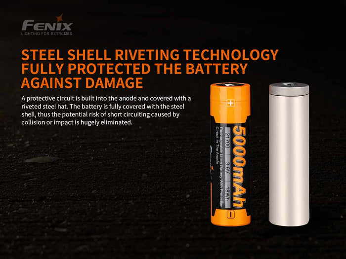 Fenix ARB-L21-5000 v2 rechargeable battery steel riveted