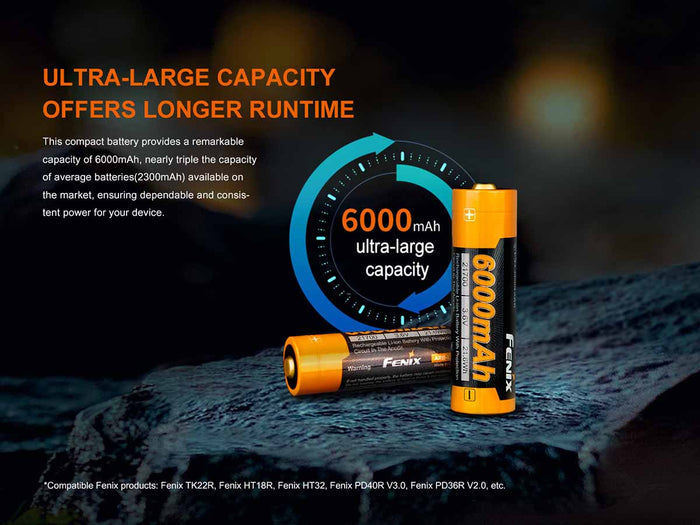 fenix rechargeable battery 6000mah large capacity