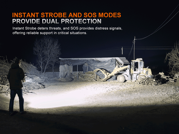 GIF of C7 PRO flashlight animating the strobe and SOS modes