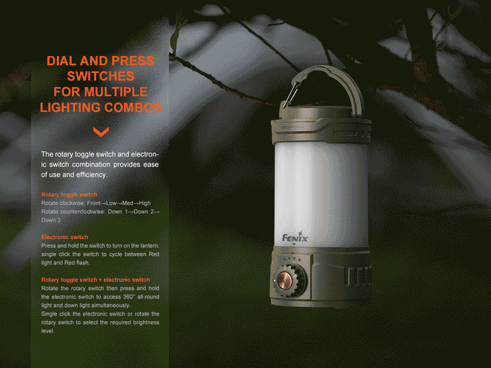 dial switch fenix cl26r pro rechargeable lantern