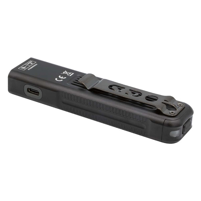 Fenix E06R Pro Flat Flashlight back view on a white background