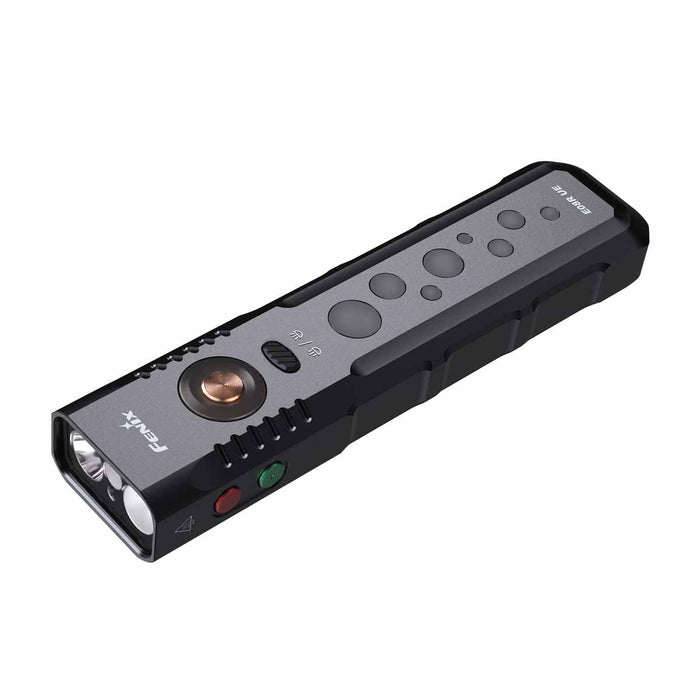 E08R UE Flat Flashlight Black on a white background