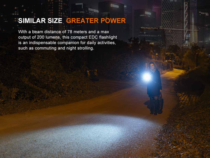 fenix e12 v3 aa flashlight beam distance