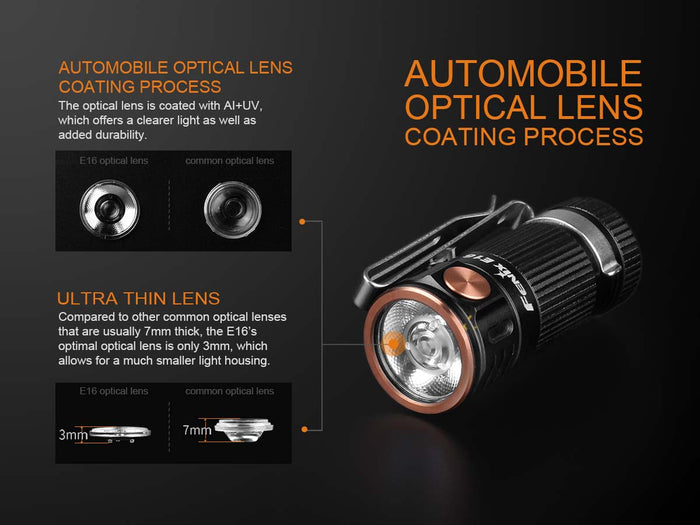 fenix e16 edc flashlight lens