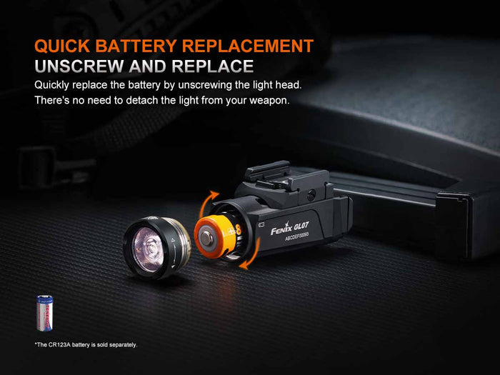 removeable battery fenix gl07 compact weapon light