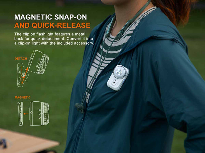 fenix HL17R clip on flashlight magnetic snap-on and quick-release