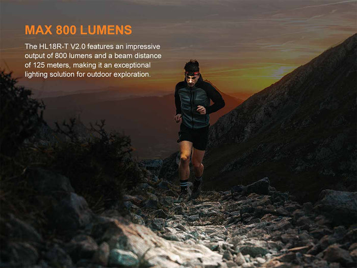 max 800 lumens fenix hl18r-t v2 rechargeable headlamp