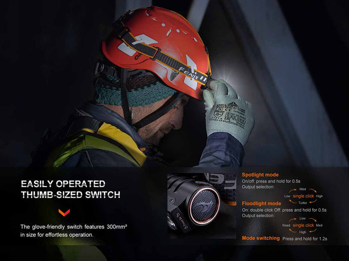 fenix hm71r rechargeable headlamp switch