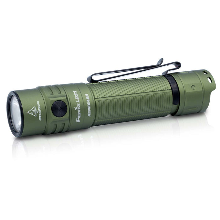 Green Fenix LD31 RENEGADE Flashlight on a white background
