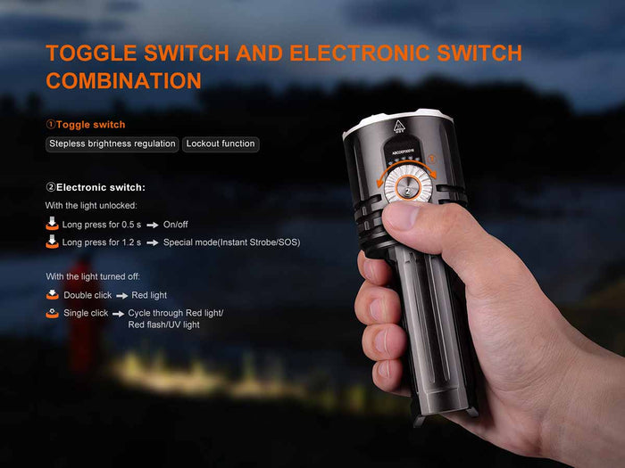 rotary switch fenix lr35r pro 10000 lumen flashlight