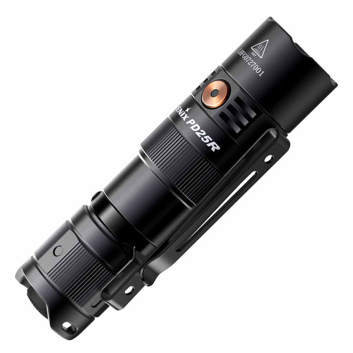 fenix pd25r rechargeable flashlight edc angled view