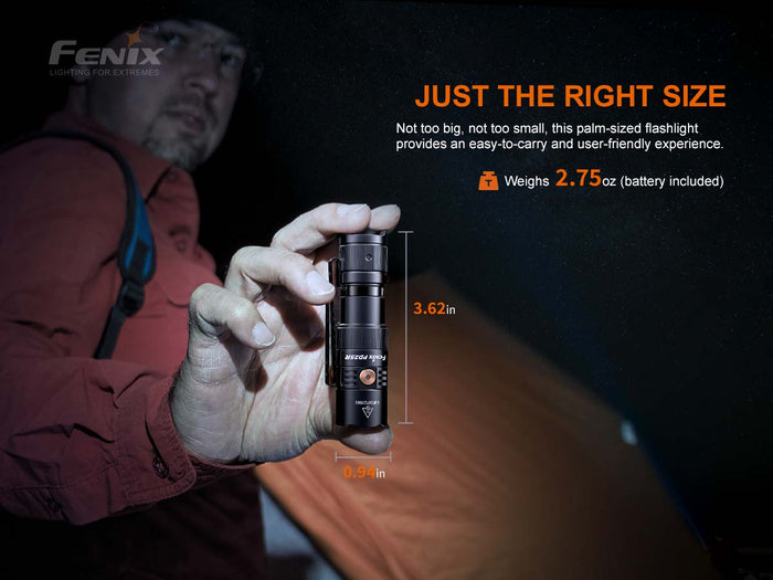 fenix pd25r rechargeable edc flashlight size