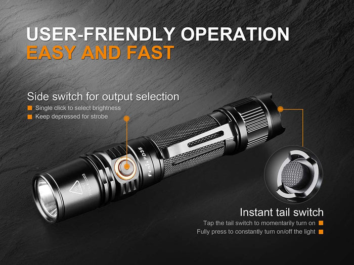 fenix pd35 LED flashlight switches
