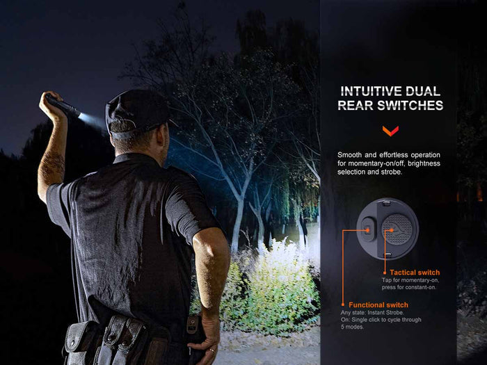 fenix pd36r pro rechargeable flashlight switches