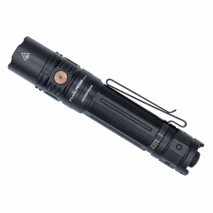 fenix pd36r v2.0 rechargeable flashlight side view