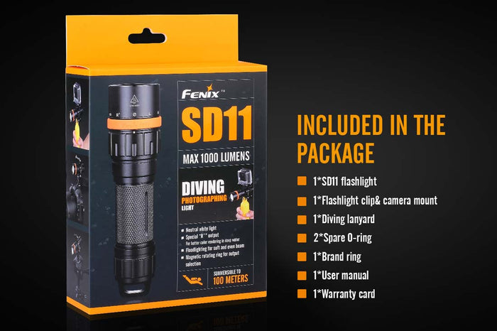 Fenix SD11 Diving Photography Flashlight package