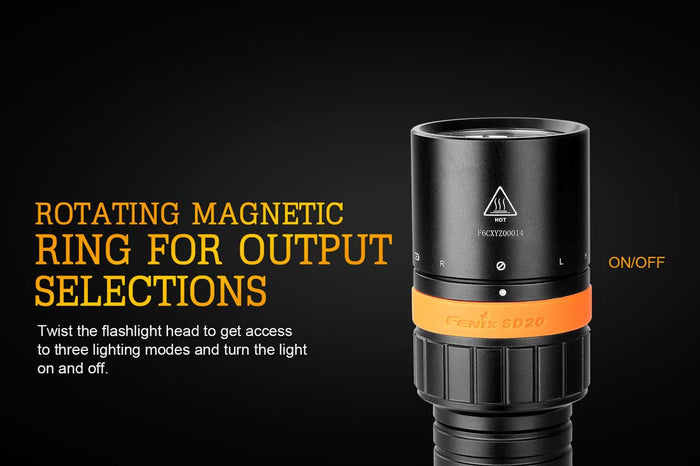 fenix sd20 diving flashlight magnetic ring output selector