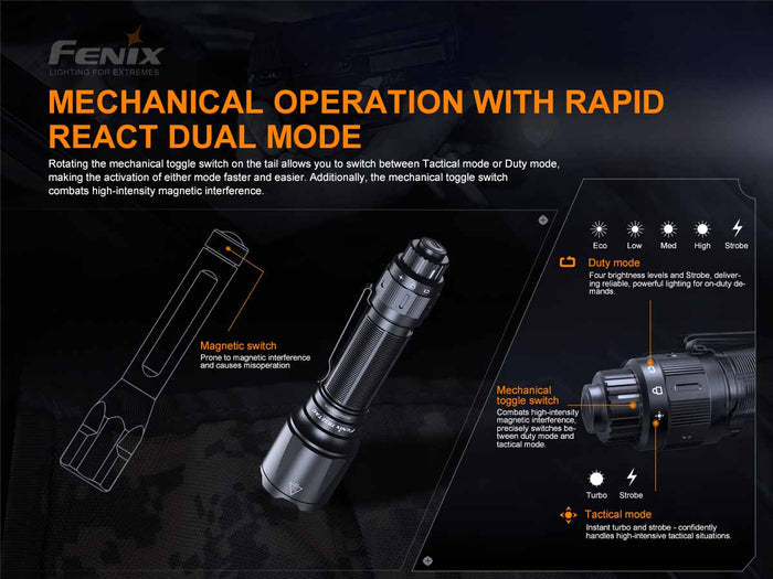 fenix tk22 tac tactical flashlight tactical tail switch