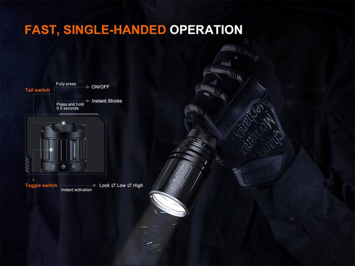 fenix tk30r white laser flashlight rotating switch operation