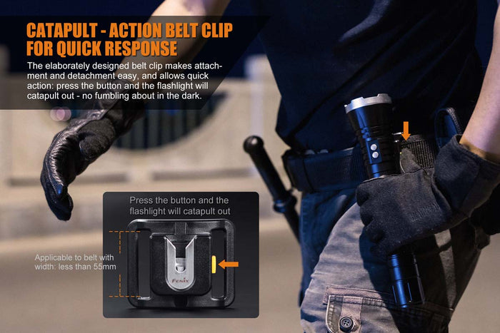 fenix tk65r rechargeable security flashlight belt clip