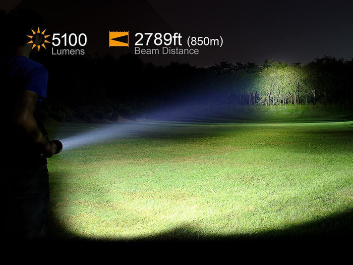 fenix tk75 flashlight 5100 lumens beam distance