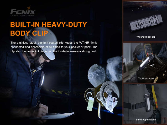 fenix wt16r work flashlight clip