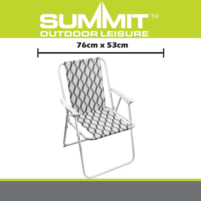 Folding Chair in Geo Design  Grey - 76cm x 53cm