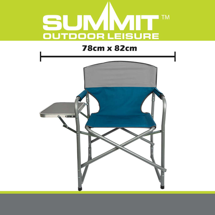 Folding Chair with Side Table  Blue - 78cm x 82cm