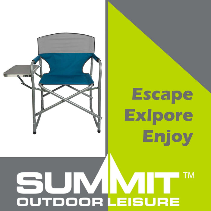 Folding Chair with Side Table  Blue - 78cm x 82cm