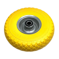 Bright yellow rubber wheel with silver hub and bearing for Gaither G471147HD3-15 tc400 tire cart