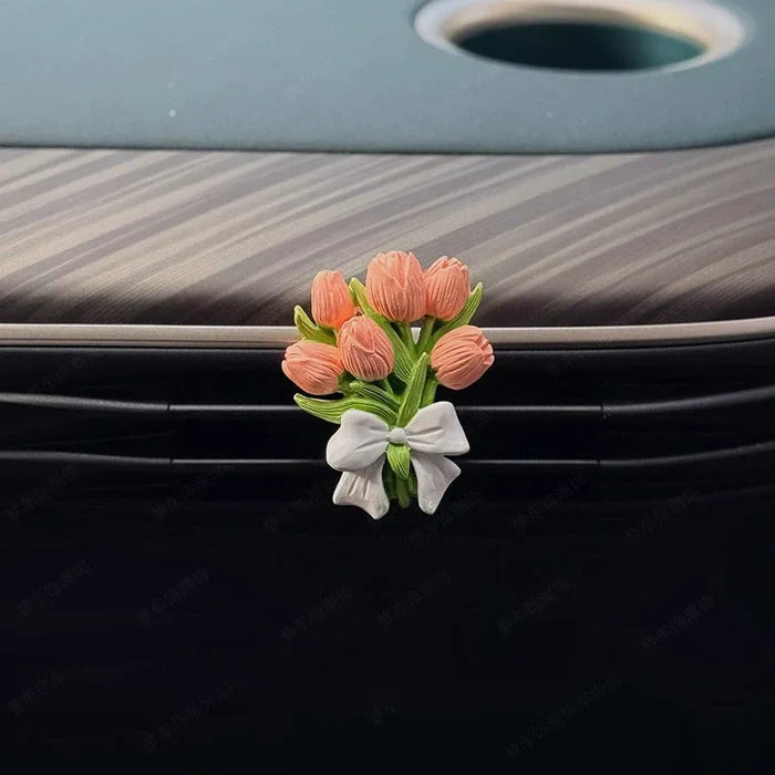 Gėlių klasterio automobilio oro ventiliacijos difuzorius su akmeniu-LT