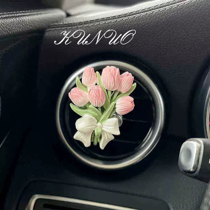 Gėlių klasterio automobilio oro ventiliacijos difuzorius su akmeniu-LT
