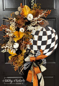 Glamorous Nights Checkered Pumpkin Wreath