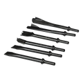 Black pneumatic air chisel set with seven chisels for exhaust service and pipe cutting