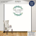 Greenery Wedding Photo Booth Backdrop, Personalized Step and Repeat (Printed or Digital File)