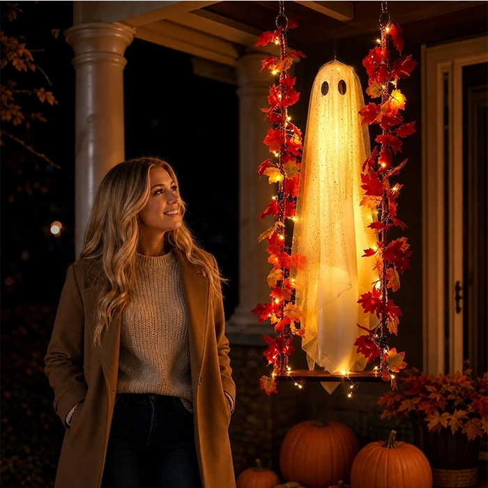 🎃👻 Halloweenska LED dekorácia s duchom 🍁-sk