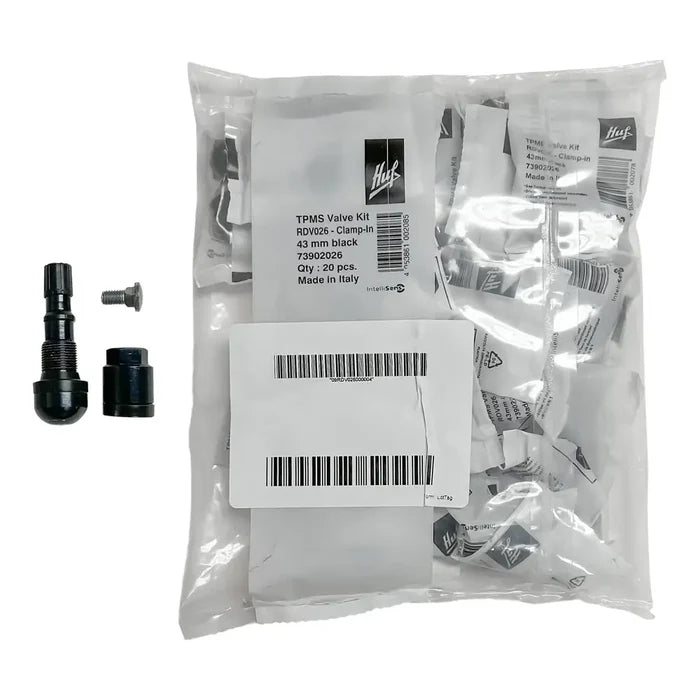 HUF RDV026 Black TPMS Clamp-In Valve Kit 43mm (Bag of 20) -