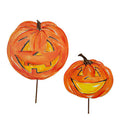 Jack-O-Lantern Pair - Orange - Metal Stakes - Set of 2