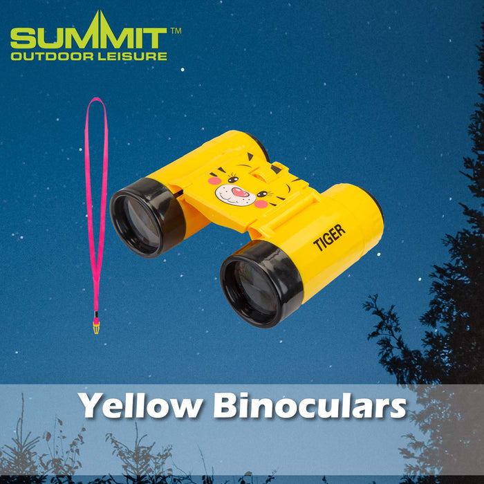 Kids Tiger Binoculars Good for Days Out Yellow - 9cm x 11cm