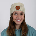Leather Classic Circle Knit Beanie - Ivory