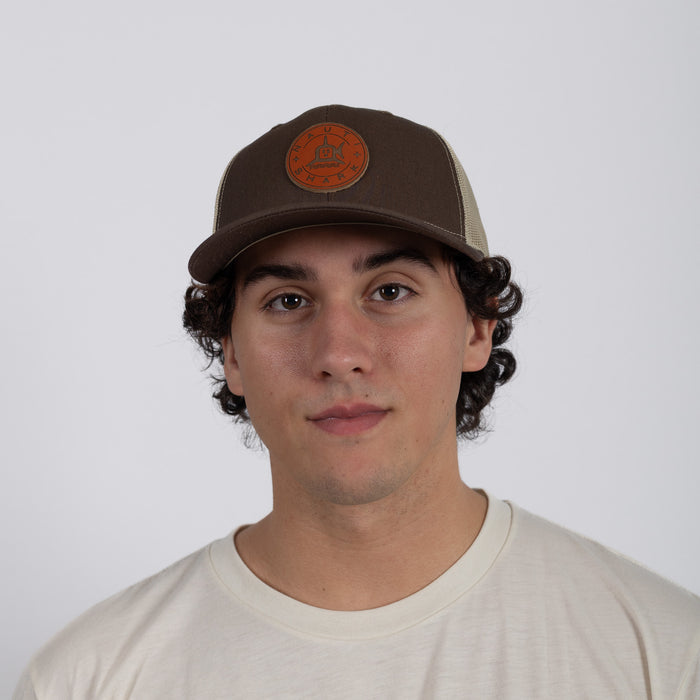 Leather Classic Circle Trucker - Brown/Khaki