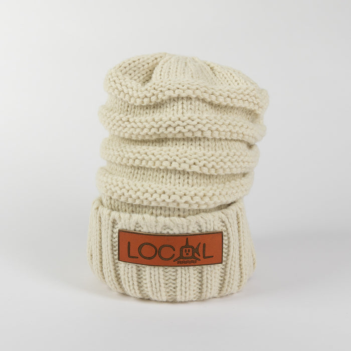Leather Local Knit Beanie - Ivory