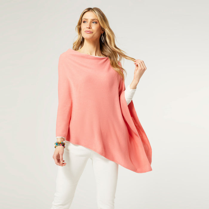 Lightweight Poncho - Light Coral