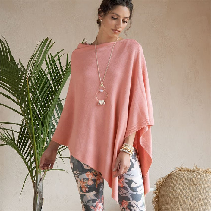 Lightweight Poncho - Light Coral