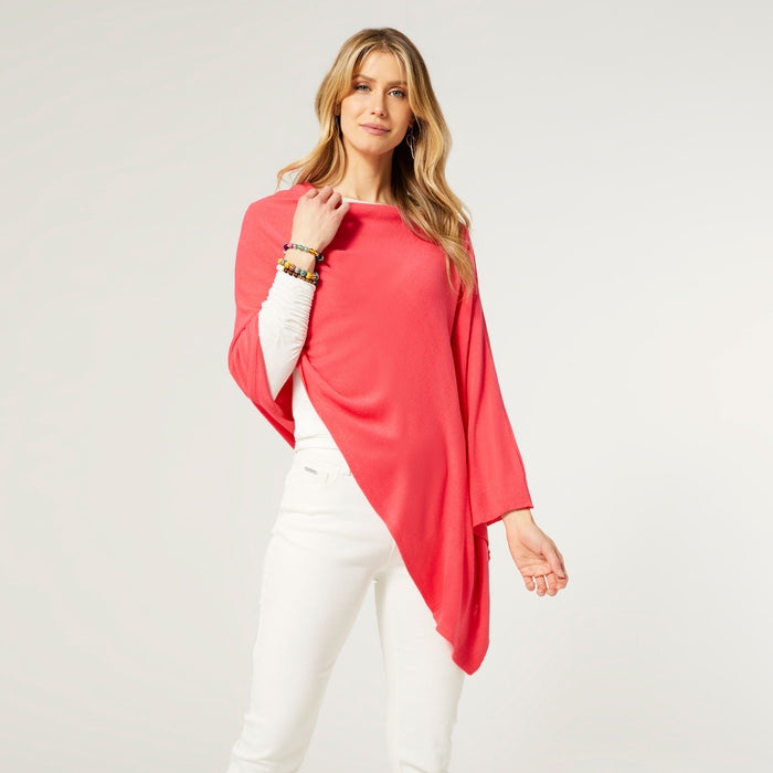 Lightweight Poncho - Living Coral
