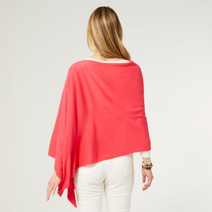 Lightweight Poncho - Living Coral