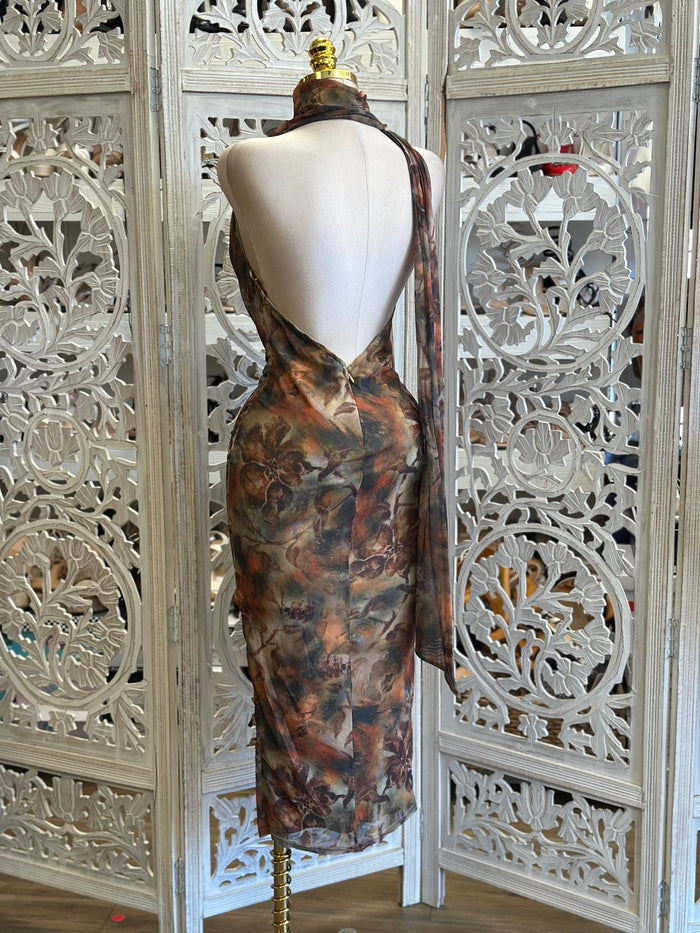Lina Scarfed Midi Dress -  Estira, Stretchy