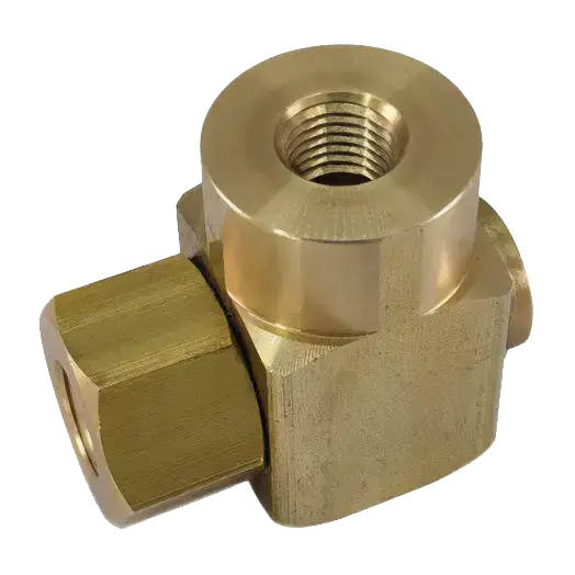 Brass pipe fitting with threaded ports for Lincoln 279135 hose reel swivel replacement