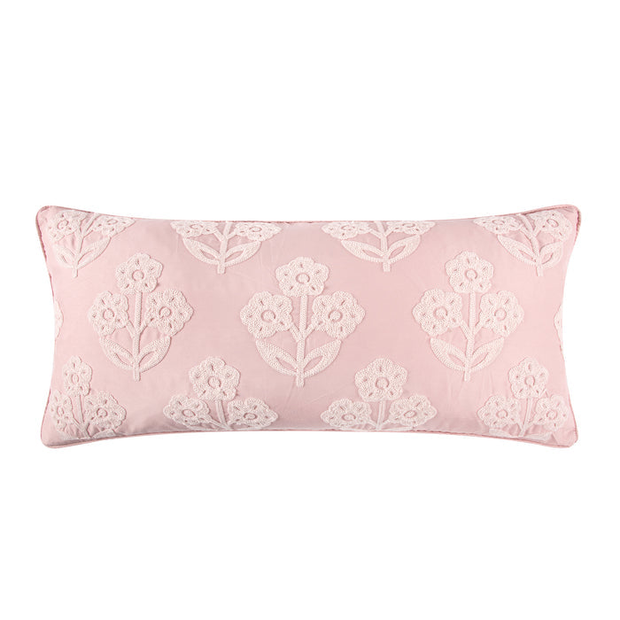 Maileen Dusty Rose Crewel bouquets Pillow