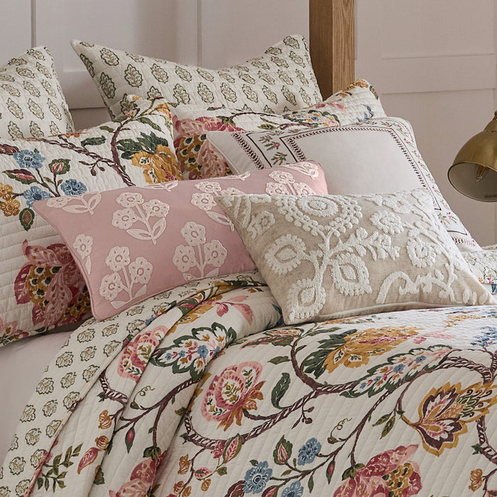 Maileen Dusty Rose Crewel bouquets Pillow